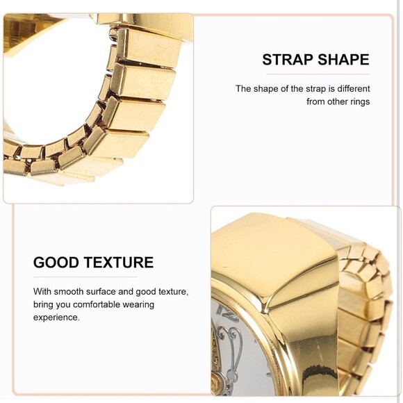 Ring Watch: Butterfly Shape, Gold Round Quartz Vintage Ring Watch - Unisex - Picture 4 of 8